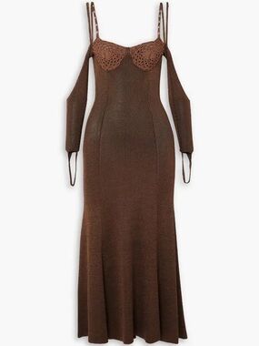 NWT Isa Boulder “Other Reality” Brown Knit Crochet Dress Size S